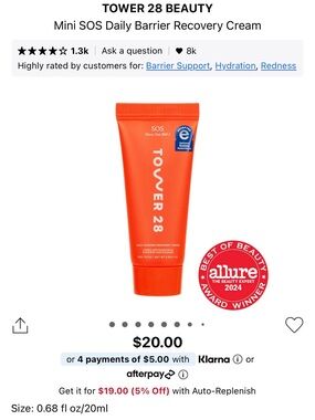 NEW Tower 28 Daily Barrier Recovery Cream
